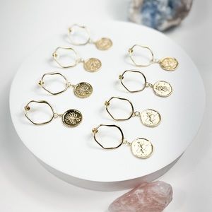 Zodiac 14k gold filled earrings! Aries Taurus Gemini Cancer Leo Virgo Libra.